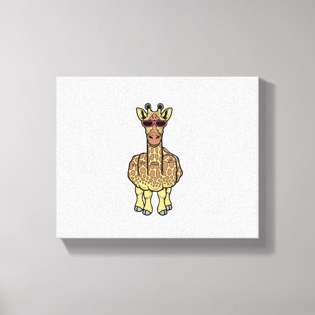 Middle Finger Giraffe Funny Offensive Rude Safari  Canvas Print (Front)