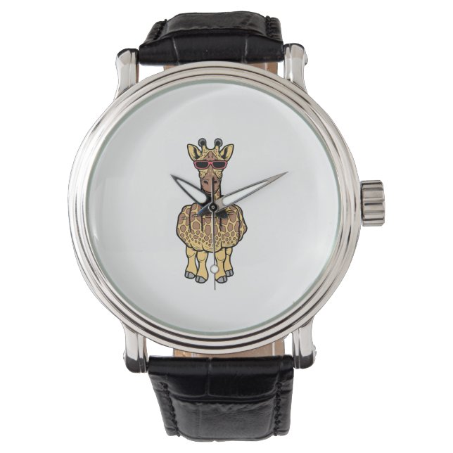 Middle Finger Giraffe Funny Offensive Rude Safari  Watch (Front)