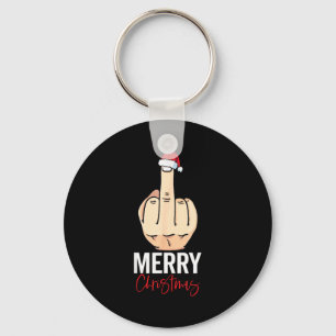 Middle Finger Merry Christmas Key Ring