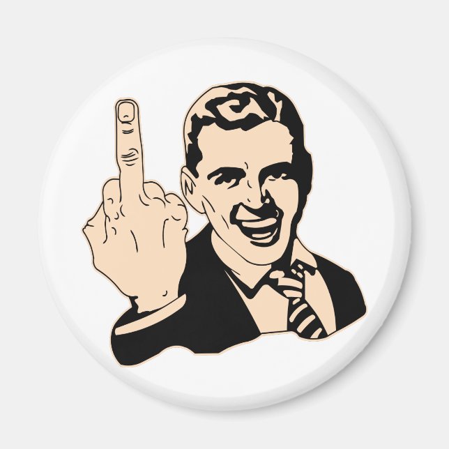 Middle Finger Salute Retro Magnet (Front)