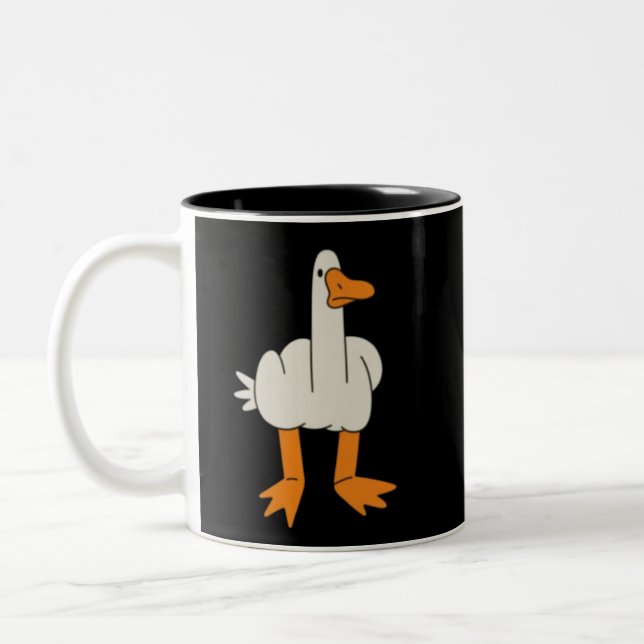 Middle Finger Seagull Humour Funny Gesture Flip Of Two-Tone Coffee Mug (Left)