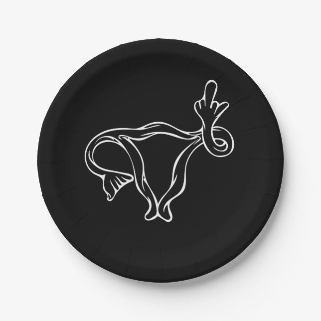 Middle Finger Uterus Pro-choice Paper Plate (Front)