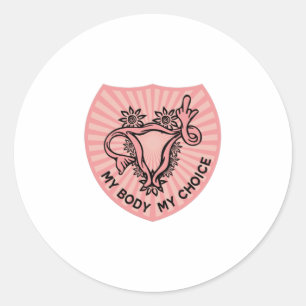 middle finger uterus Women's Rights Classic Round Sticker