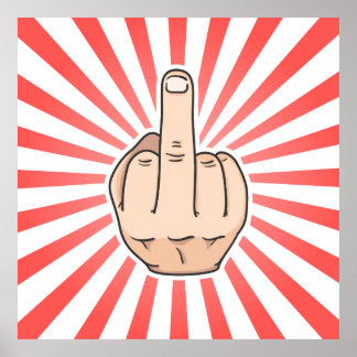 Middle finger with red stripes design poster