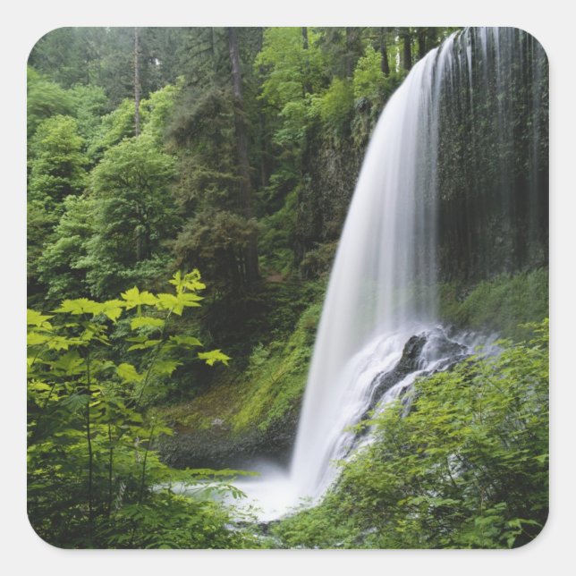 Middle North falls, Silver Falls State Park, Square Sticker (Front)
