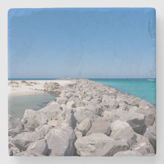 Middle Of Shell Island Jetty Stone Coaster (Front)