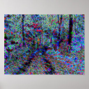 Middle of the Forest Neon Lights Poster