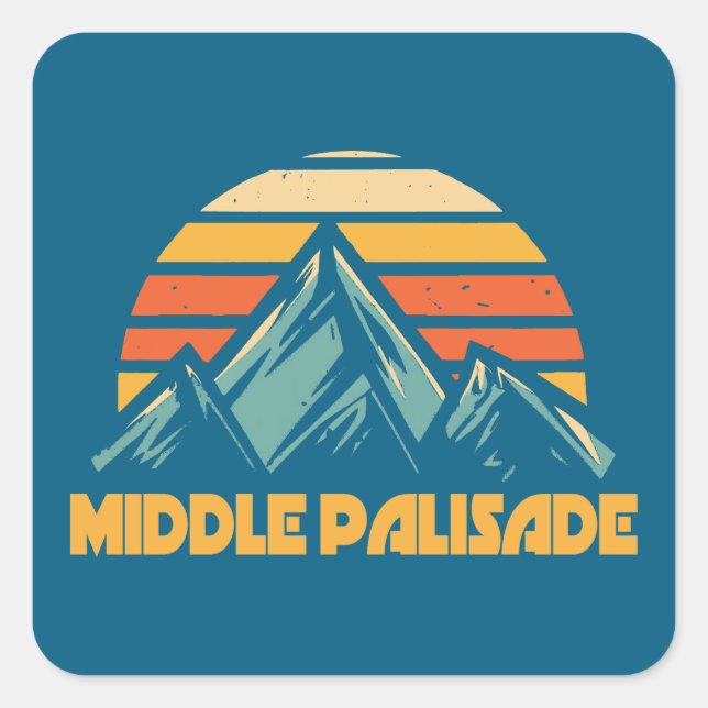 Middle Palisade California Retro Turquoise Square Sticker (Front)