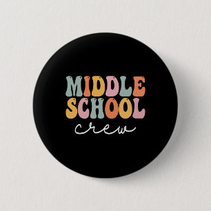 Middle School Crew Retro Groovy Vintage First Day  6 Cm Round Badge