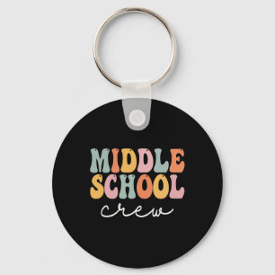 Middle School Crew Retro Groovy Vintage First Day Key Ring