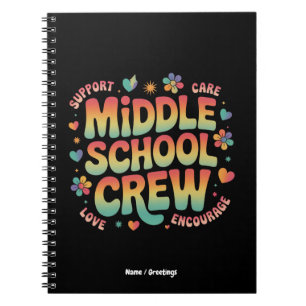 Middle School Crew Vintage Teacher Student Gift  Notebook