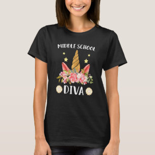 middle school Diva First day of school unicorn mag T-Shirt