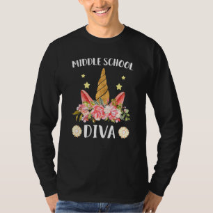 middle school Diva First day of school unicorn mag T-Shirt
