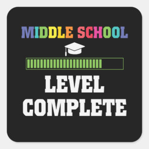 Middle School Level Complete Back to School Gamer Square Sticker