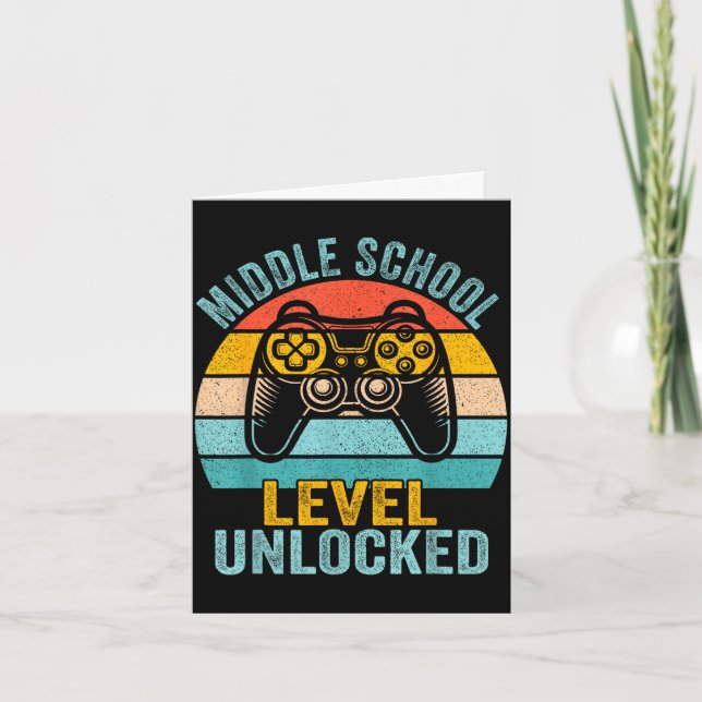 Middle school level unlocked retro video game back card (Front)