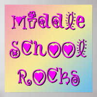 Middle School Rocks Hearts Flowers Poster