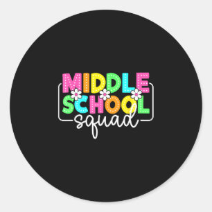 Middle school squad back to school teachers classic round sticker