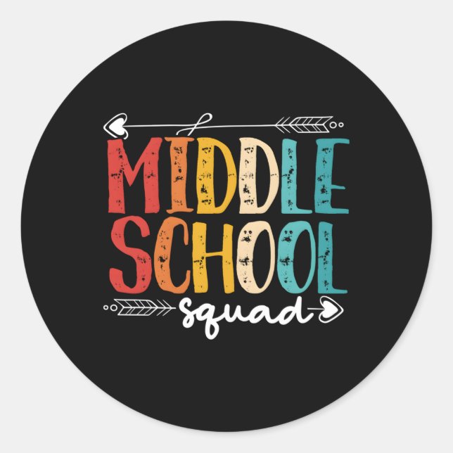 Middle School Squad Middle School Student Classic Round Sticker (Front)