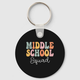 Middle School Squad Retro Groovy Vintage First Day Key Ring