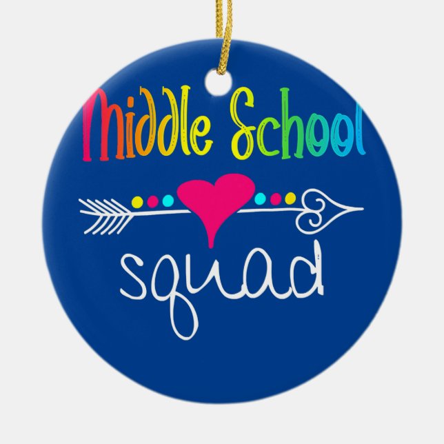 Middle School Squad Teacher Student Team Back To Ceramic Tree Decoration (Front)