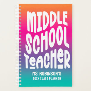 Middle School Teacher Colourful Ombre Class Planner