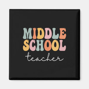 Middle School Teacher Retro Groovy Happy First Day Magnet