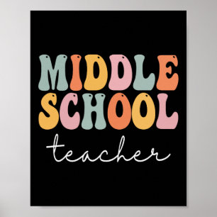 Middle School Teacher Retro Groovy Happy First Day Poster