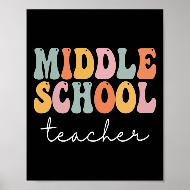 Middle School Teacher Retro Groovy Happy First Day Poster (Front)