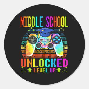 middle school Unlocked Level Up Gamer Back To Scho Classic Round Sticker
