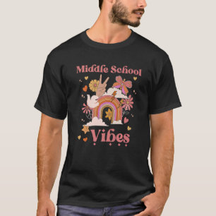 Middle School Vibes Groovy Retro Girl Boho Rainbow T-Shirt