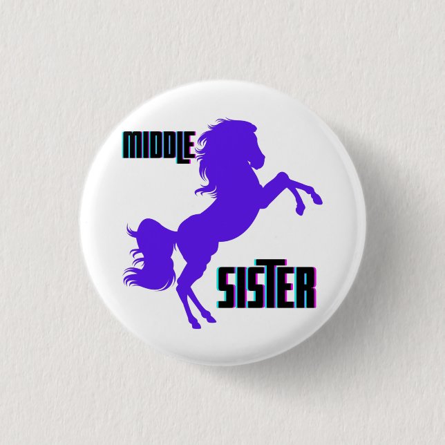 Middle Sister Purple Pony Rearing 3 Cm Round Badge (Front)