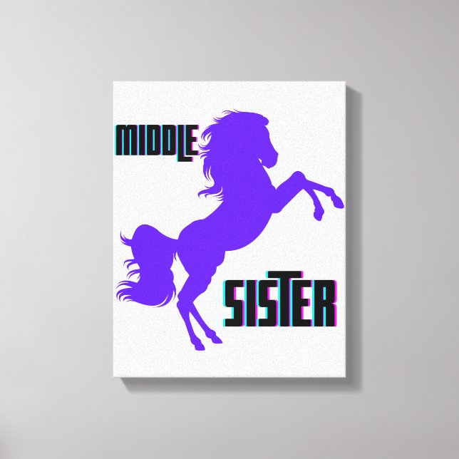Middle Sister Purple Pony Rearing Canvas Print (Front)