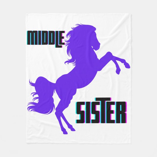 Middle Sister Purple Pony Rearing Fleece Blanket (Front)