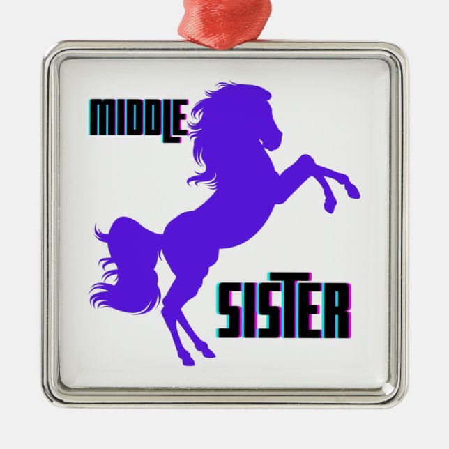 Middle Sister Purple Pony Rearing Metal Tree Decoration (Front)