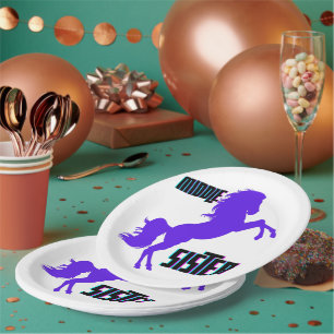Middle Sister Purple Pony Rearing Paper Plate