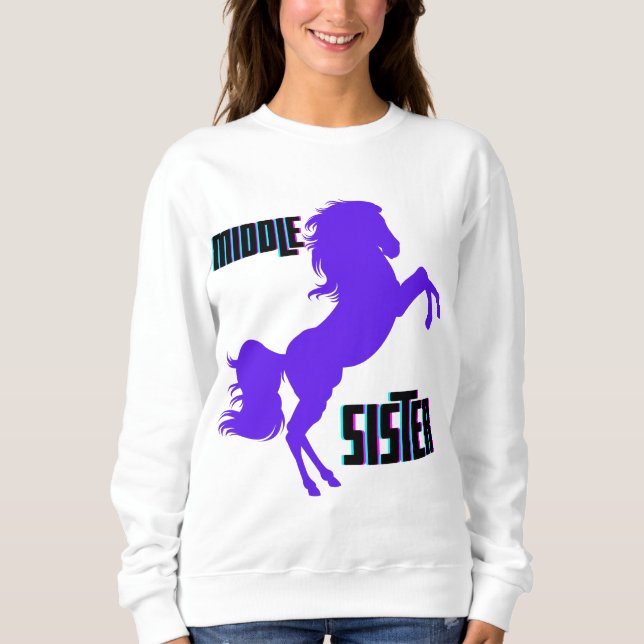 Middle Sister Purple Pony Rearing Sweatshirt (Front)