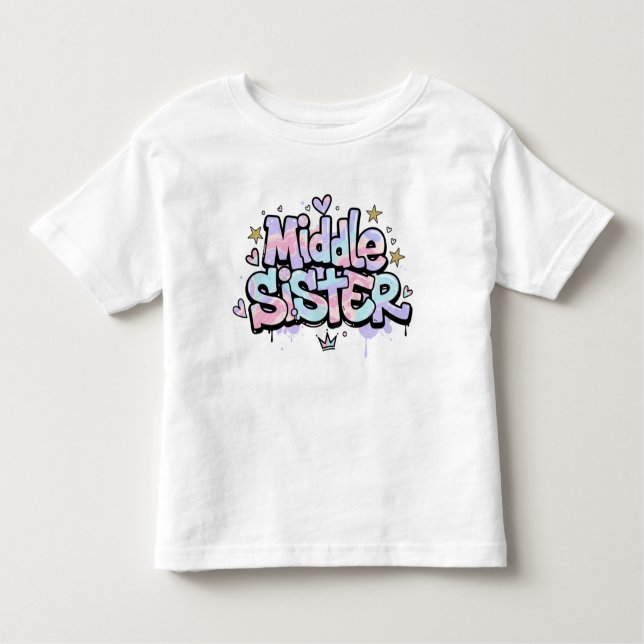 Middle Sister Shirt Cute Pastel Kids Tee (Front)