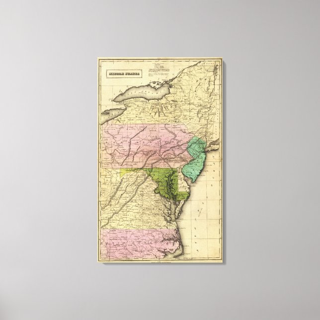 Middle States Olney Map Canvas Print (Front)