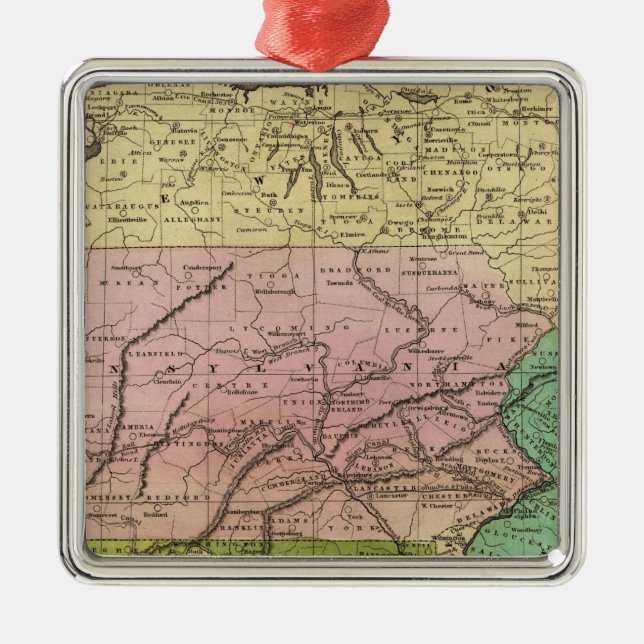 Middle States Olney Map Metal Tree Decoration (Front)