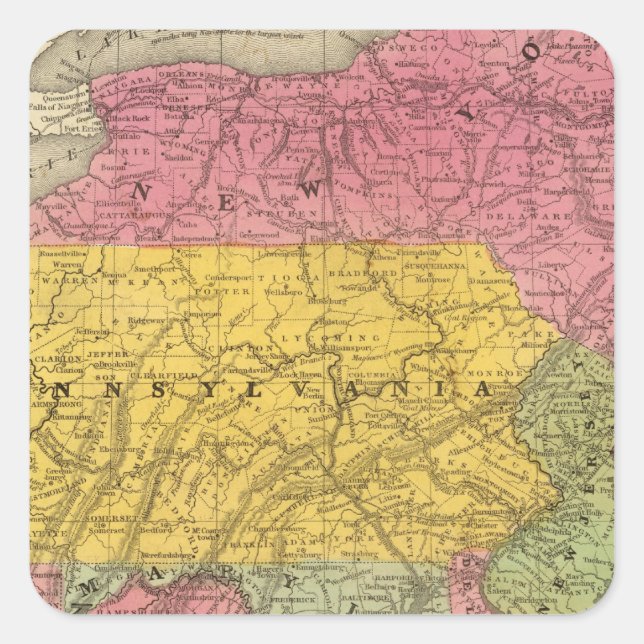 Middle States, USA Square Sticker (Front)