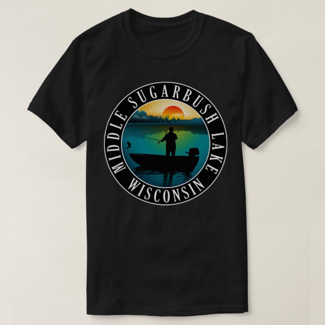 Middle Sugarbush Lake Wisconsin Canoeing T-Shirt (Design Front)