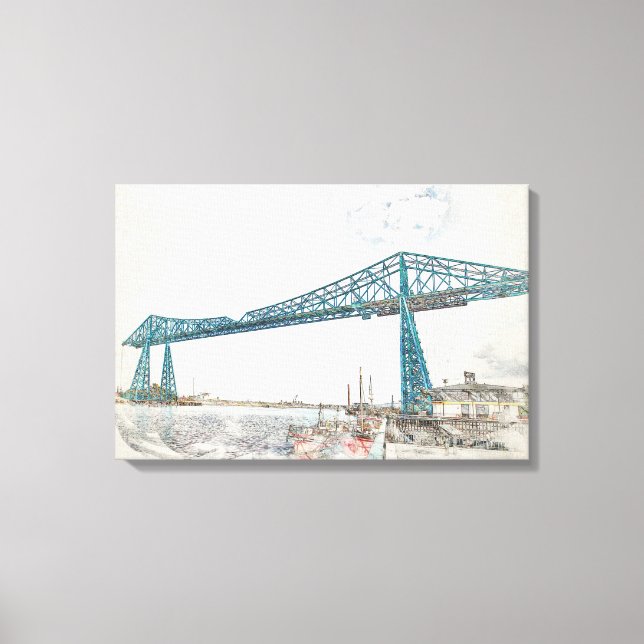 Middlesbrough Transporter Bridge Artistic Sketch Canvas Print (Front)