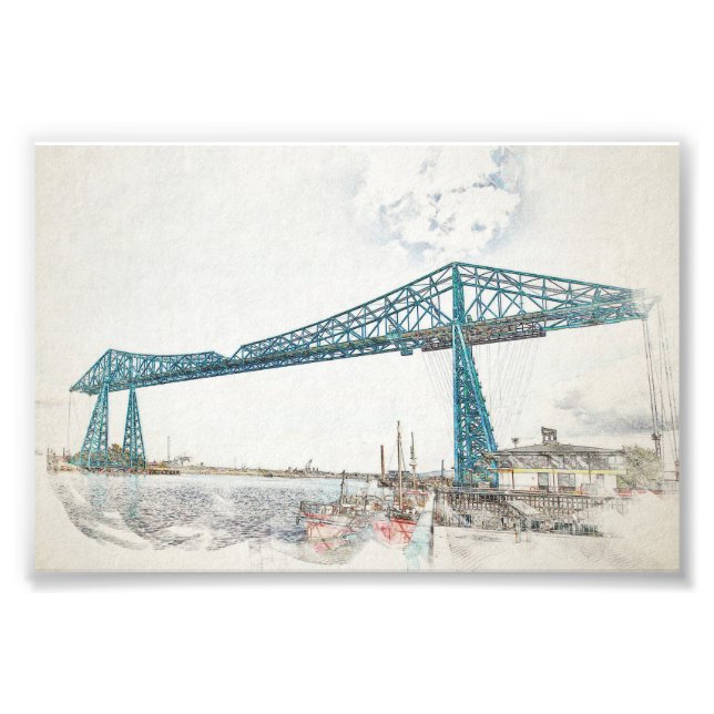 Middlesbrough Transporter Bridge Artistic Sketch Photo Print (Front)