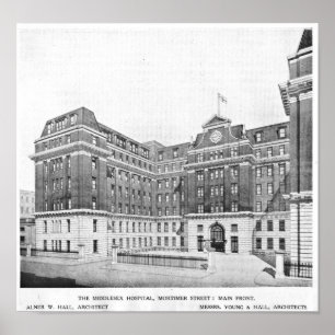 Middlesex Hospital Architects drawing Poster