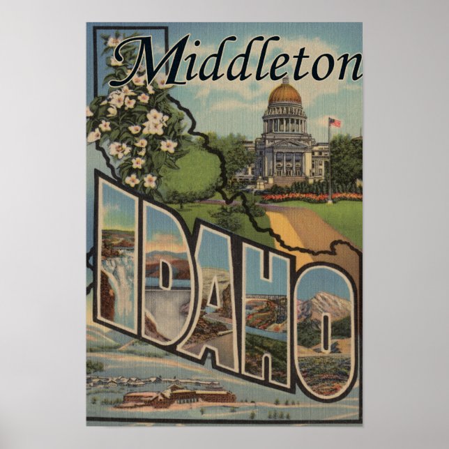 Middleton, Idaho - Large Letter Scenes Poster (Front)