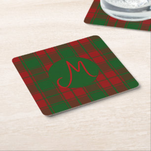 Middleton Tartan Monogrammed Square Paper Coaster