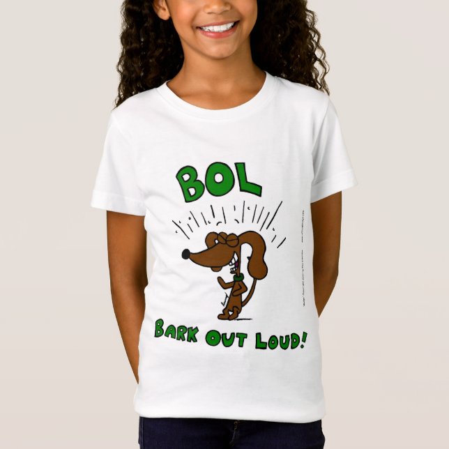 Midge "BOL Bark Out Loud" Girls Baby Doll Tee (Front)