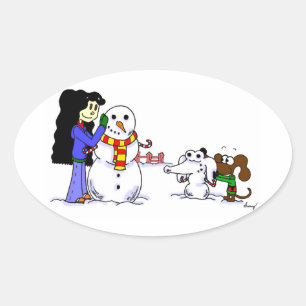 Midge Playing in Snow Stickers - Customise