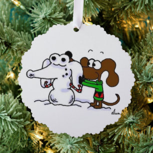 Midge Snowdog Customisable Paper Ornament Card