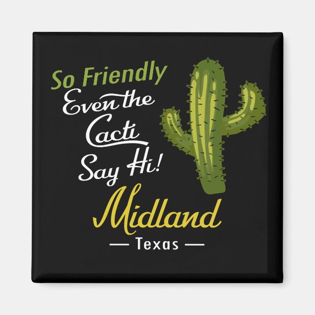 Midland Cactus Funny Retro Magnet (Front)